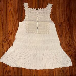 FREE PEOPLE Ivory Crochet Knit Lace Boho Tank Top M